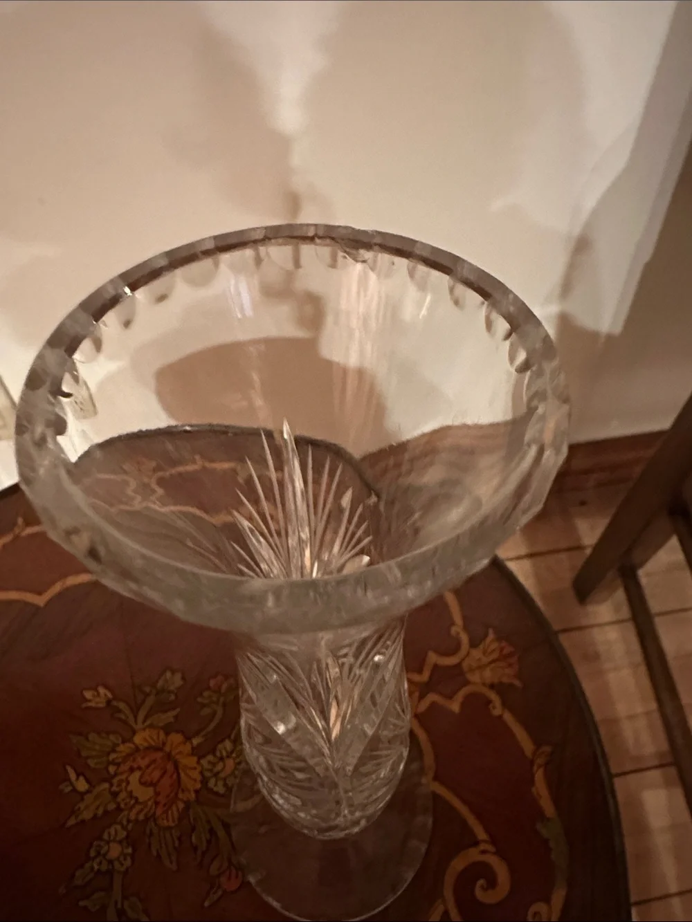 Crystal Cut Bud Vase - Clear Glass Home Accent